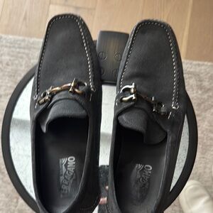 Salvatore Ferragamo Gray Suede Loafers